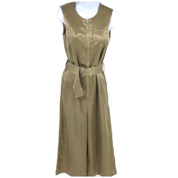 NWT Olive Gold Satin Crop Jumpsuit XSmall/Small - Picture 2 of 8